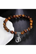 El Regalo -e OM -e Charm Healing Yoga 8mm Beads Stretchable Bracelets for Men/Women | OM Yoga Spiritual Jewelry (Tiger Eye)