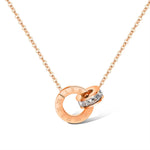 El Regalo Crystal Roman Numeral Stainless Steel Necklace & Earrings Jewelry Set For Girls & Women- Anti tarnish, Waterproof Double Ring Infinity Love Jewelry