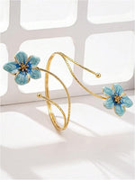 El Regalo Floral Enamel Armlet/Bajuband for Women & Girls - Adjustable Gold-Plated Upper Arm Cuff Bracelet | Bohemian Armlet for Weddings, Festivals & Dance Performances (Blue)