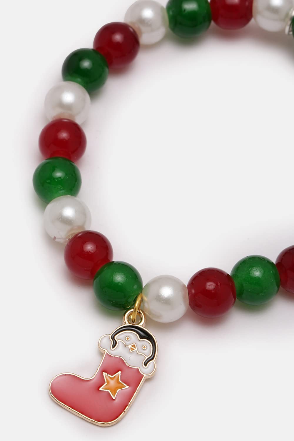 El Regalo 2PCs Christmas Bracelet Set Santa Claus Snowflake Christmas Tree Beaded Stretch Bracelet for Women Girls Stocking Stuffers Holiday Party Favors (Style-2)