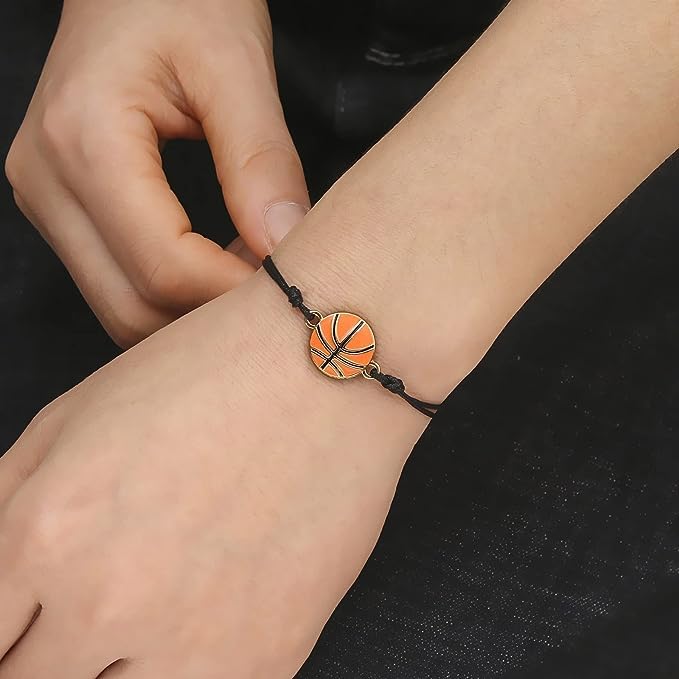 El Regalo 2 PCs Sports Ball Unisex Adjustable Bracelets Set for Kids/Girls/Boys/Teens/Men/Women - Basket Ball, Football, Baseball (Style-2)