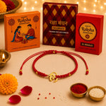 El Regalo OM Rakhi for Brother- Red Thread AUM Bracelet Rakhi for Bhai with Box & Roli Chawal (Gold OM)
