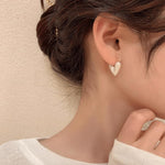El Regalo 1Pair Love Heart Hoop Earrings- Small Oil Dripping Gold Plated Heart Earrings for Girls & Women Hoop (White)