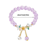 El Regalo Daisy Flower Bracelets- 1PC Crackled Crystal Beads Tassel Flower Charms Bracelet for Girls & Women (Purple)