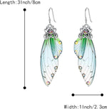 El Regalo Gorgeous Butterfly Wings Earrings - Handcrafted Colorful Austrian Crystal Hook Earrings for Women & Girls | Fantasy Fairy Dangle Earrings | Elegant Jewelry (Green with Silver Finish)