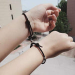 El Regalo Unisex 2 Pcs Magnetic Couple Ball Bracelets Set For Best Friend- Mutual Attraction Magnet Matching Bracelets Rope Braided Set For His Her Couples BFF Friendship Jewelry (2 Black Set)