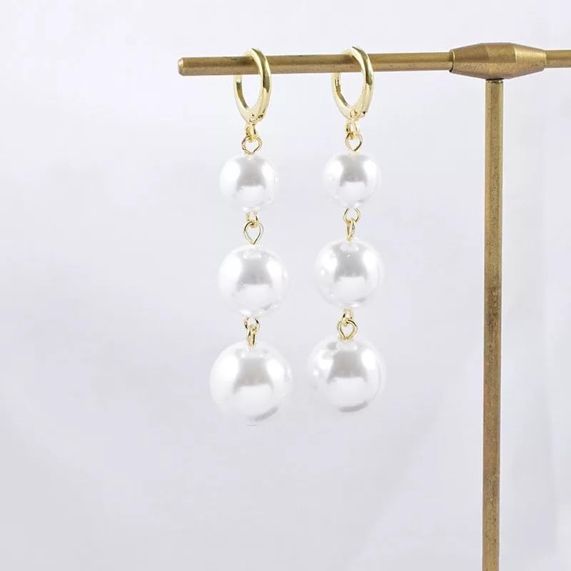 El Regalo Fancy Pearl Earrings- Golden Pearl Tassel Long Statement Earrings for Girls & Women (Pearls Hook Earrings)