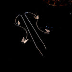 El Regalo Butterfly Threader Earrings- Needle Thread Butterfly Long Tassel Earrings for Girls & Women (Gold)