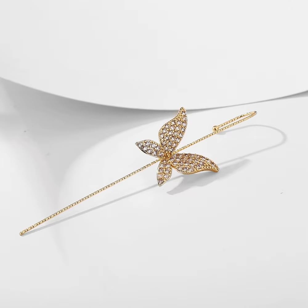 El Regalo 1 Pair Fancy Western Ear Wrap Needle Ear Crawler Earrings - Inlaid Zircon, Elegant Ear Cuff Climber Hook Earrings for Women Girls (CZ Butterfly Crawler)