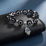 El Regalo Unisex 2PCs Evil Eye Hamsa Bracelets Set | Lucky Evil Eye Designer Protection Bracelets Set in Blue & Black