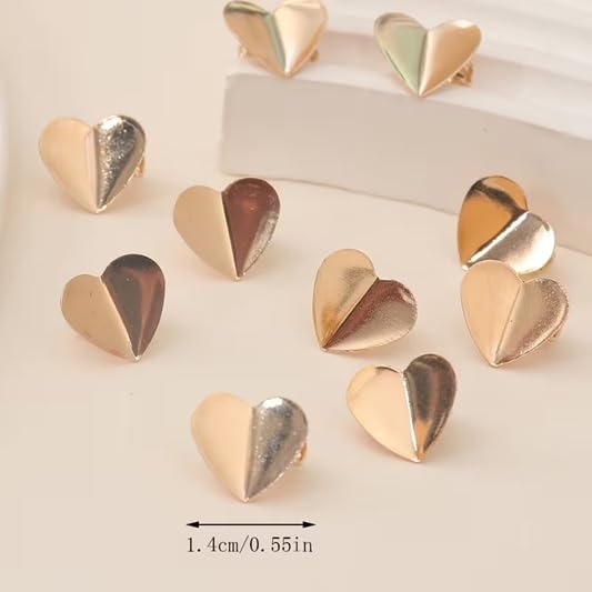El Regalo 20 Pcs Gold & Silver Heart Small Matte Hair Claw Side Bangs Clips - Mini Hair Styling Tool & Hair Accessories for Women & Girls