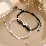 El Regalo "Yin Yang Handmade Macrame Golden Unisex Bracelets Set | Adjustable Bracelet for Best Friends/Couple - Set of 2 (These are NOT Magnetic)- Valentines Gift