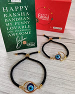 El Regalo Elegant 1PC Evil Eye Rakhi with shagun and Raksha Bandhan Message Card - Lucky Evil Eye Protection Rakhi to Avoid Negative Energies for Brother/Sister-in-Law/Niece or Nephew (Option-2)