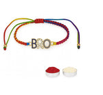 El Regalo Cute Rakhi for Brothers- Avenger, Bro, Om, Evil Eye & More | Handcrafted with Card, Roli Chawal & Rakshabandhan Box | Raksha Bandhan Bracelets for Kids, Brothers, Adults (Bro Rakhi)