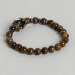 El Regalo 1 PC Natural Tiger Eye Stones Antique Charm Rakhi for Brother/Bhai- Natural Stones Rakhi with Roli-Chawal Shagun, Rakhi Message Card in Rakhi Gift Box