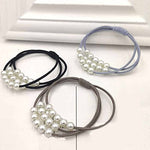 El Regalo Set of 5 Knotted Elastic Pearls Hair Ties Rubber Band Ponytail Holder for Girls/Kids/Women (5 Pearls Multi Layers Rubber bands)