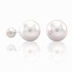 El Regalo 2 Pairs Pearls Earrings- Front & Back Double Sided Small & Big Simulated Pearl (White & Grey) Stud Earrings for Girls & Women