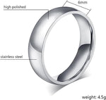 El Regalo Solid Stainless Steel 6mm Plain Classic Band Ring Comfort-Fit for Men Women- Anti Tarnish/Waterproof Plain Dome Stacking Simple Rings Bands Thumb Finger Ring (Silver, 21)