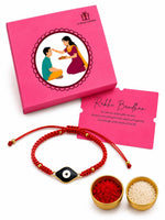 El Regalo Evil Eye Bracelet Rakhi for Brother with Roli Chawal in Gift Box (Red)