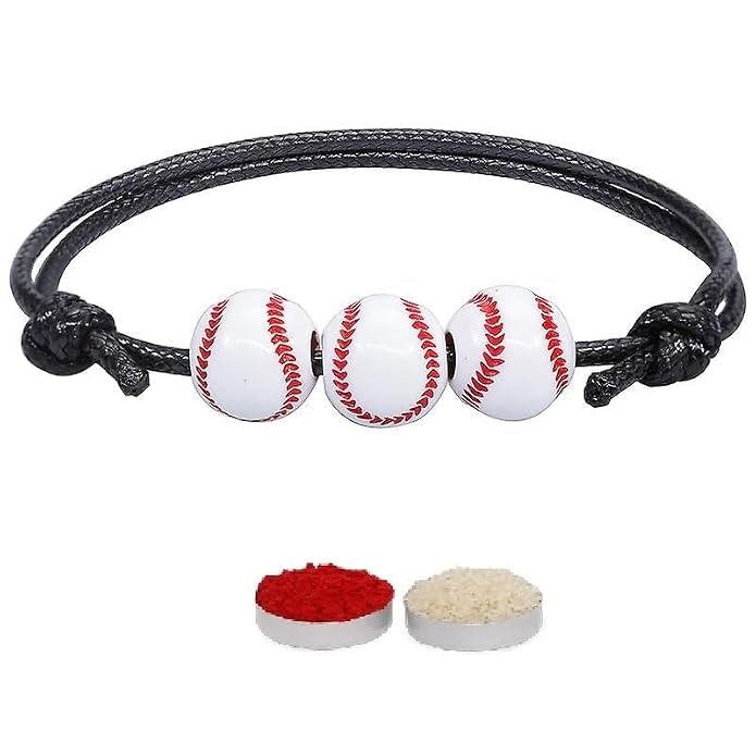 El Regalo 1PC Rakhi for Kids | Sports Balls Bracelet Rakhi for Brother- Rakhi for Sports Lover Bhai with Roli-Chawal Shagun, Message Card in Rakhi Gift Box for Kids/Adults (Option-6)
