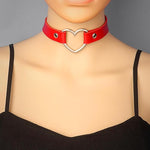 El Regalo Vintage PU Leather Love Heart Choker Necklace for Girls/Women- Western Gothic Punk Collar Choker Necklace (Red)