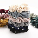El Regalo 3 PCs Satin Silk Pearls Hair Scrunchies for Women/Girls- No Damage Silk Hair Ties with Delicate Pearls - Soft, Smooth & Shiny Hair Accessories (Color option-2)