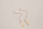 El Regalo Gold Plated Plated Minimalist Long Thin Tassel Elegant Threader Dangle Chain Earrings for Girls & Women (Golden Leaf Threader)