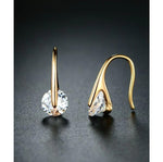El Regalo Minimalist Gold Plated Cubic Zirconia Drop Earrings for Women & Girls | Modern & Luxurious Crystal Dangle Hook Earrings | Classy Fashion Jewellery Gift