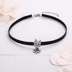 El Regalo Elegant Pendant Choker Necklace for Girls & Women- Stylish CZ Heart, Pearl, Cat, Bee & Flower Pendant Necklace (CZ Cat Snowflake)
