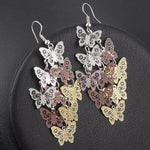 El Regalo Women's & Girl's Butterfly Earrings Mix Color Bohemia Style Long Drop Dangle Hook Earrings, Fashion Style Butterfly Earrings (Gradient Gold)