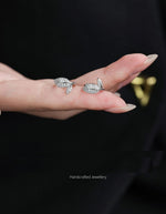 El Regalo Dainty CZ Crystal Leaf Huggie Hoop Earrings for Women & Girls - Cute & Sparkling American Diamond Marquise Leaf Bali Earrings (Silver)