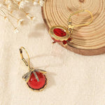 El Regalo Bohemian Vintage Dragonfly Crystal Earrings- Victorian Moonstones Dragonfly Vintage Carved Earrings for Women/Girls (Merlot Red)