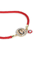 El Regalo Name Initials Evil Eye Bracelet Rakhi for Brother- Name Letter CZ Rakhi with Roli Chawal, Message Card in Rakshabandhan Box for Bhai (Red- C)