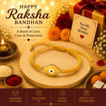 El Regalo Evil Eye Bracelet Rakhi for Brother with Roli Chawal in Gift Box (Yellow)