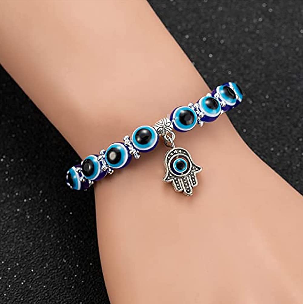 El Regalo 2 PCs Evil Eye Couple Jewelry Set- Evil Eye Big Leather Rope Necklace & Bracelet Set Best Friends/Besties/Couple- Women Men- Valentine's Day Gift (Evil Eye Jewelry Set- 1)