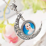 El Regalo Frozn Crescent Moon Ice Princess Ana El-sa Necklace for Kids/Girls (El-sa Sky Blue)