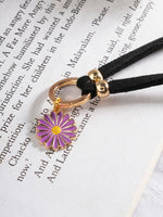 El Regalo 1PC Cute & Fancy Black Faux Choker Collar Necklace with Charms for Girls & Women (Purple Daisy Flower Choker)