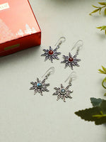 El Regalo Women's & Girl's 2 Pairs Of Contemporary Surya (Sun) Earrings With Natural Stones- Gift For Her (Option-2)