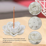 El Regalo White Ceramic Lotus Flower Incense Stick Holder | Elegant for Incense Stick Holder for Home, Office & Meditation Decor | Compact & Stylish Agarbatti Stand Gift for Serenity & Relaxation