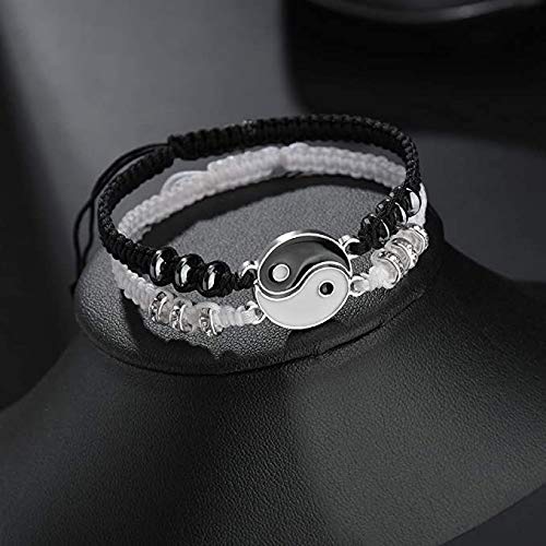 El Regalo "Ying Yang Handmade Macrame Unisex Bracelets Set | Adjustable Bracelet for Best Friends/Couple - Set of 2 (These are NOT Magnetic)