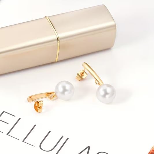 El Regalo Elegant Faux Pearl Earrings for Women - Elegant 18K Gold & Silver Plated Moti Jewelry Collection | Fancy Studs, Dainty Drops & Long Dangle Pearls Earrings for Girls (Style-6)