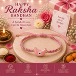 El Regalo Evil Eye Bracelet Rakhi for Brother with Roli Chawal in Gift Box (Moon Evil Eye-Pink)