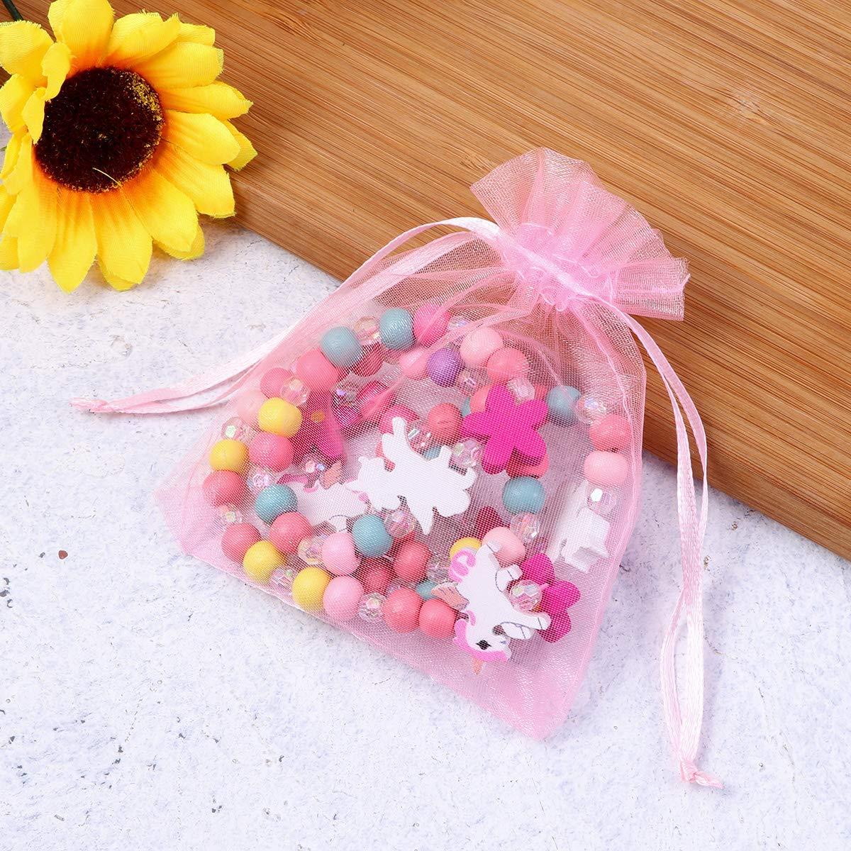 El Regalo Kids/Toddlers/Girls Wooden Beads Handmade Necklace & Bracelet Jewelry Sets (1 Necklace & 1 Bracelet): Kids Princess Jewelry Set (Unicorn Multi Jewelry Set)