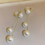 El Regalo Fancy Pearl Earrings- Golden Pearl Tassel Long Statement Earrings for Girls & Women (Pearls Threader Earrings)