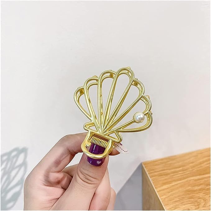 El Regalo 1 PC Pearl Shell Oyster Hair Claw Party Clutcher for Girls & Women- Elegant Fashionable Jaw Hair Clamp Secure Grip for Party Banquet for Women