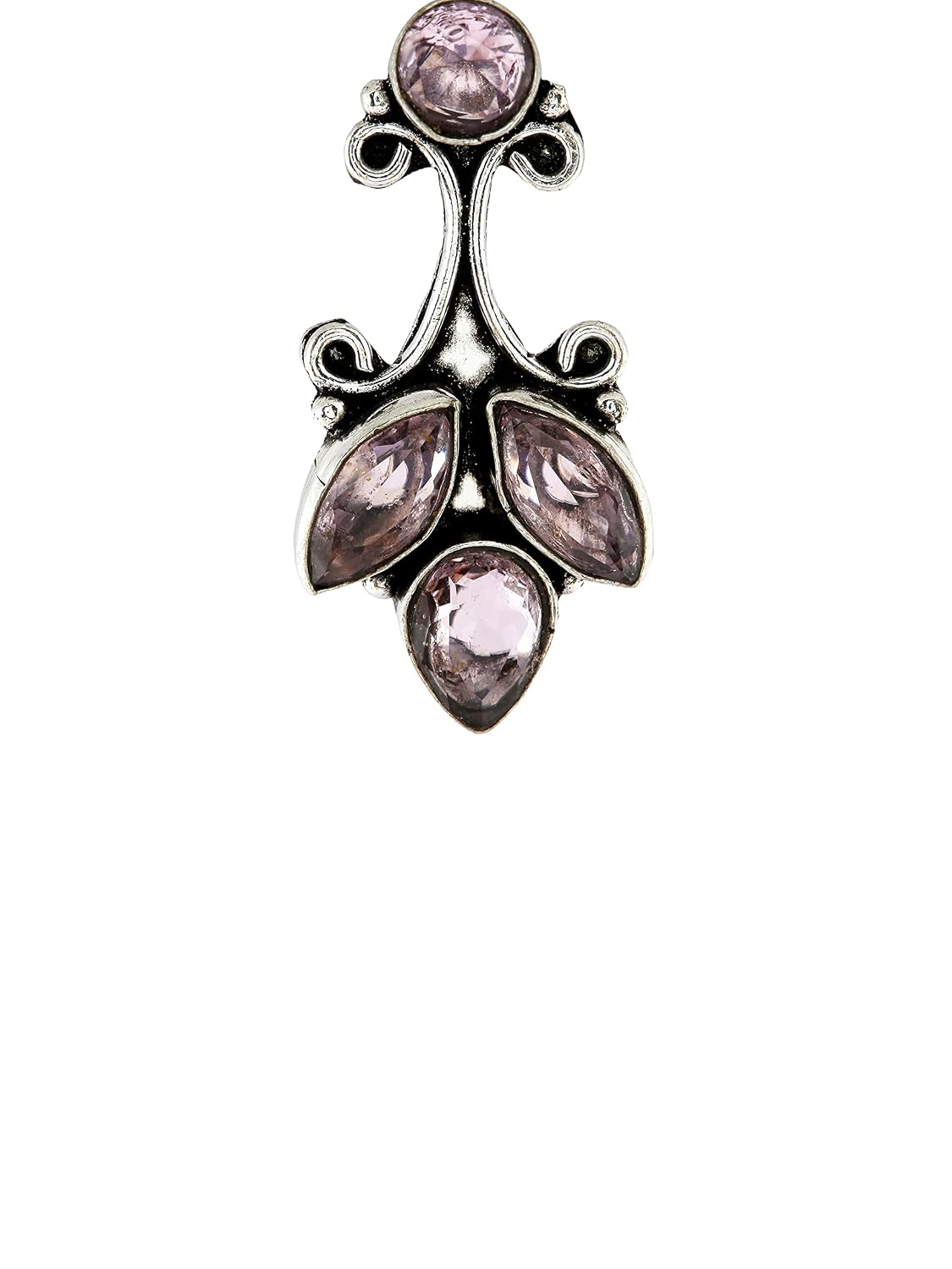 El Regalo 925 Silver Plated Vintage Stones Stud Earrings for Women & Girls (Silky Pink)