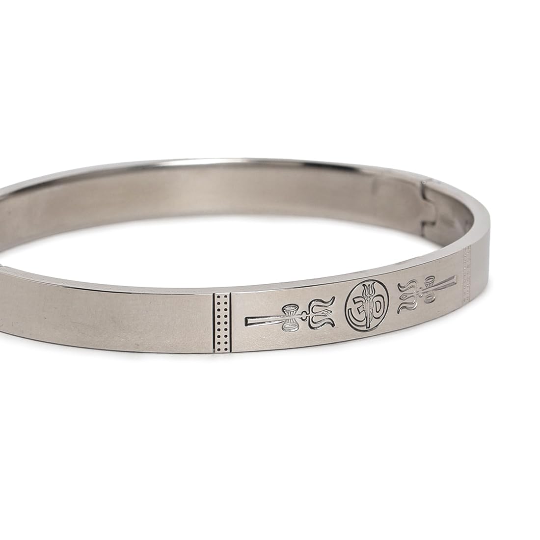 El Regalo No Rust OM Trident Engraved Bracelet for Men - Designer Stainless Steel Anti-Tarnish Kada Bracelet (Silver)