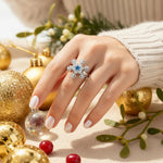 El Regalo Snowflake Anxiety Fidget Spinner Ring- Open Adjustable Anti Anxiety Relief Rings For Girls/Women (Blue)
