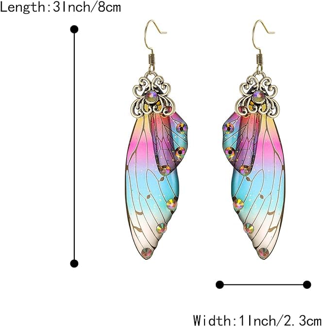 El Regalo Gorgeous Butterfly Wings Earrings - Handcrafted Colorful Austrian Crystal Hook Earrings for Women & Girls | Fantasy Fairy Dangle Earrings | Elegant Jewelry (Multi with Gold Finish)