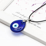 El Regalo 1 PC Big Evil Eye Unisex Pendant Necklace for Girls/Boys/Men & Women - Turkish Blue Evil Eye Big Leather Rope Necklaces (Oval Evil Eye Necklace)